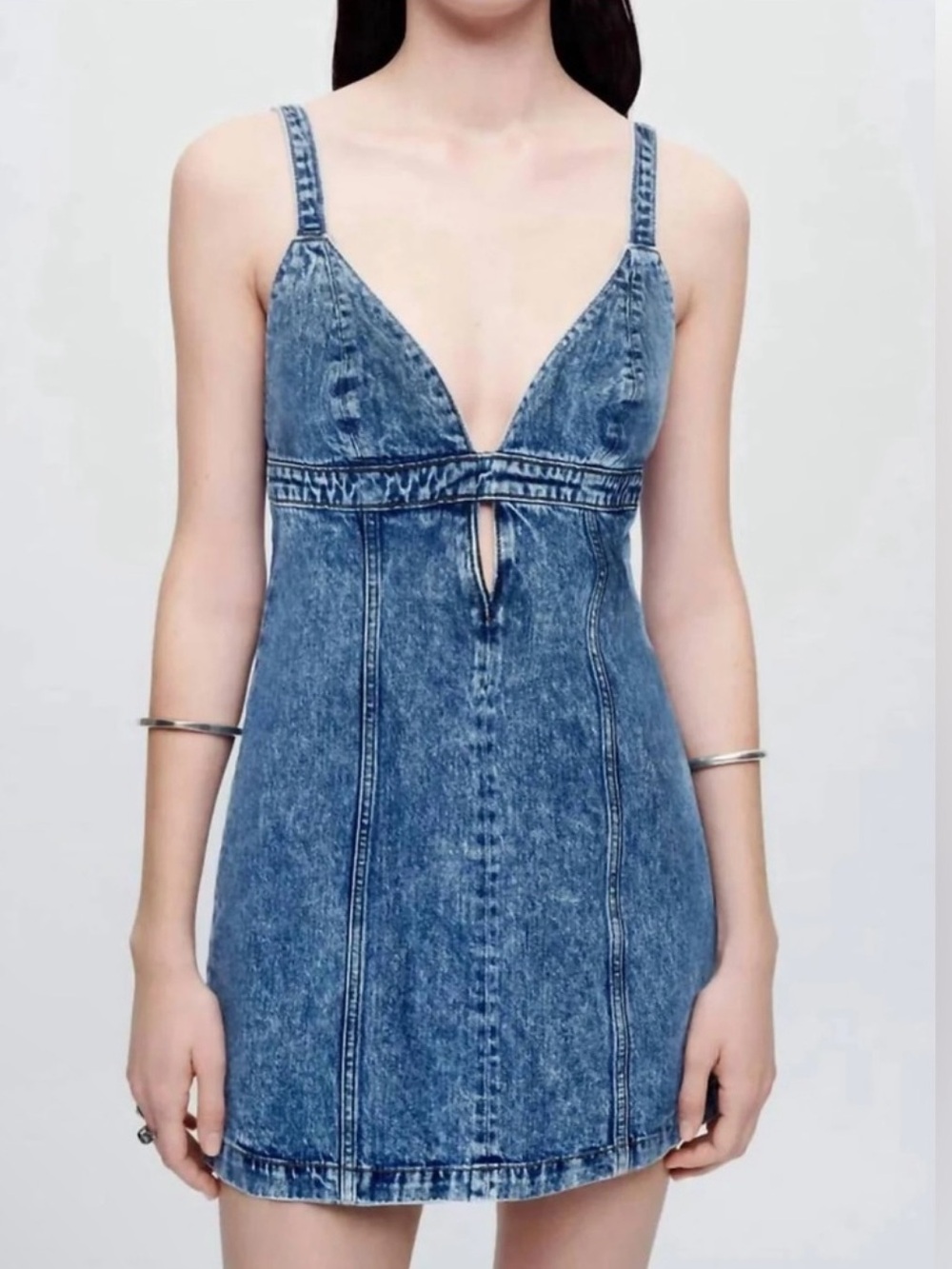 RE/DONE Seamed Denim Shift Dress Acid Blue Women’s Size Small.       Sk2